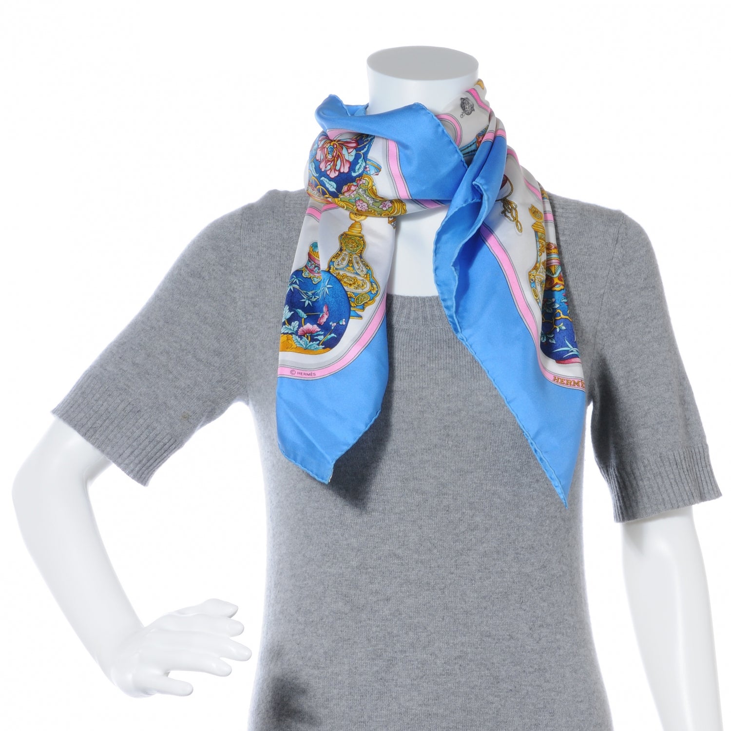 Hermes Silk Qu Importe Le Flacon Scarf 90 Bleu 4 of 7