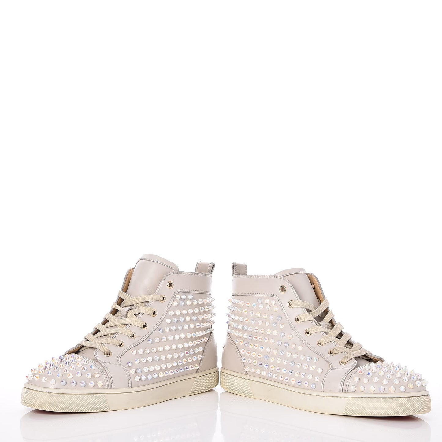 Mens Calfskin Louis Spikes Flat Sneakers 43.5 Light Gray