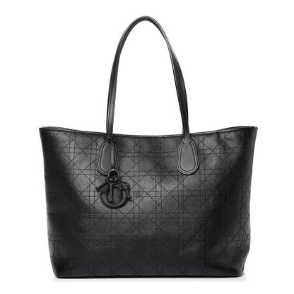 Christian Dior Coated Canvas Cannage Panarea Shopping Tote Black 1 of 8