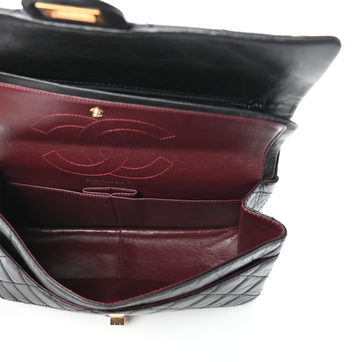 Aged Calfskin Quilted 2.55 Reissue 226 Flap Black