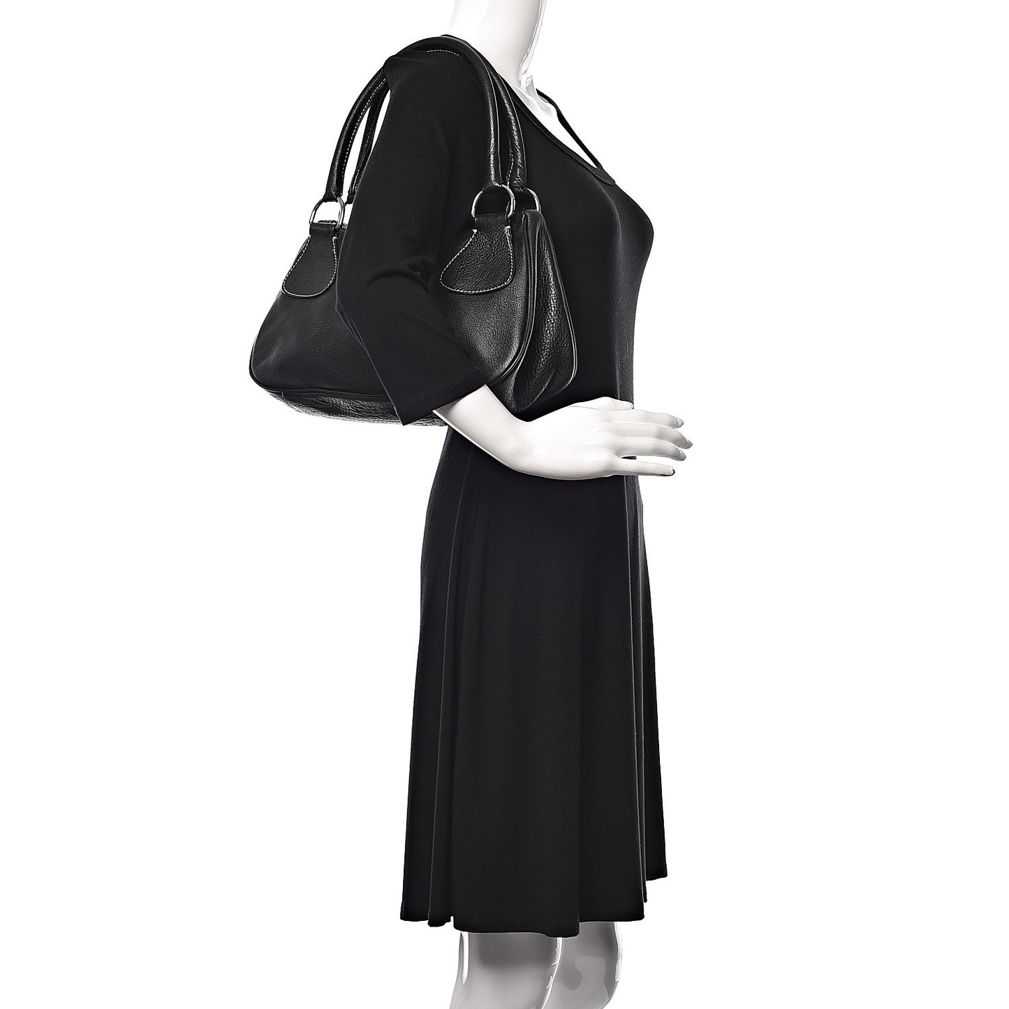 Vitello Daino Box Shoulder Bag Black