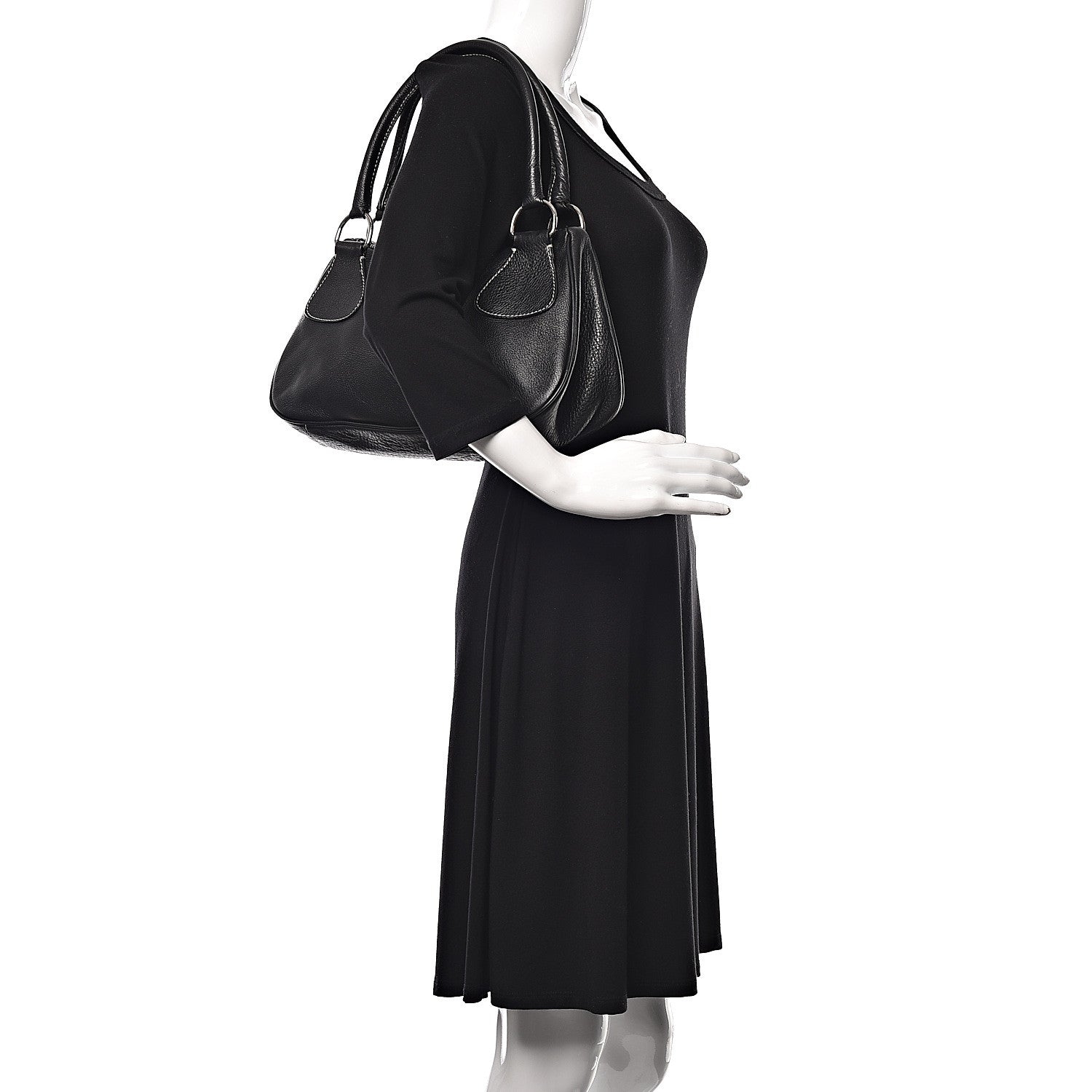 Prada Vitello Daino Box Shoulder Bag Black 2 of 16