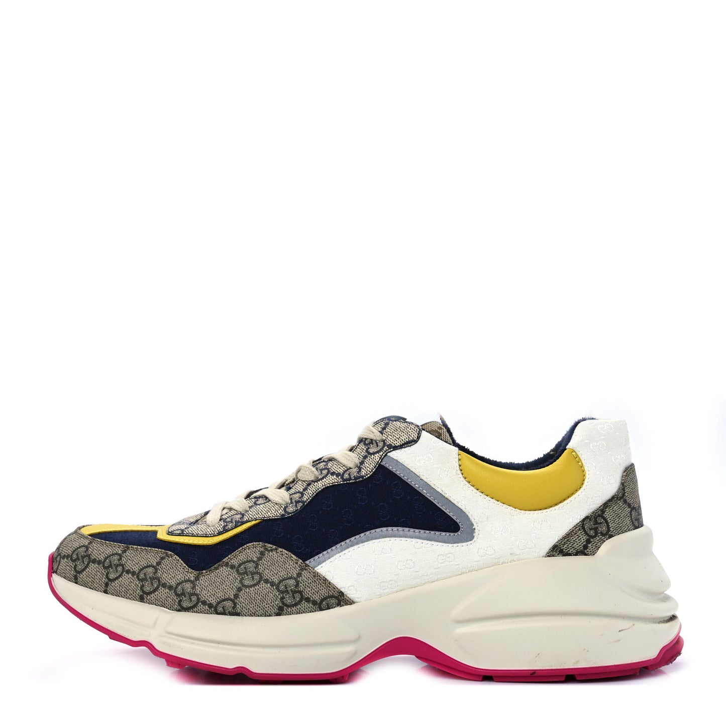 GG Supreme Monogram Mix Monogram Mens Rhyton Sneakers 11 London Blue Beige Sun Yellow