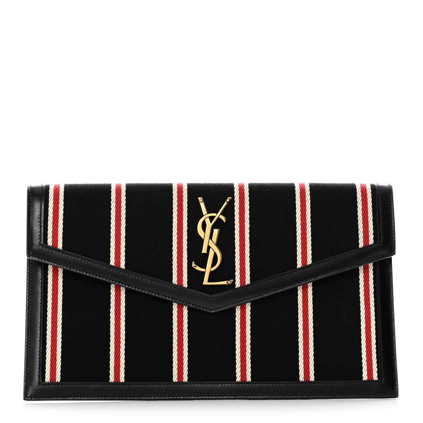 Canvas Striped Uptown Pouch Beige Black Red White