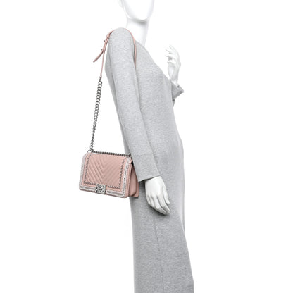Chanel Calfskin Chevron Tweed Medium Boy Flap Pink 2 of 10