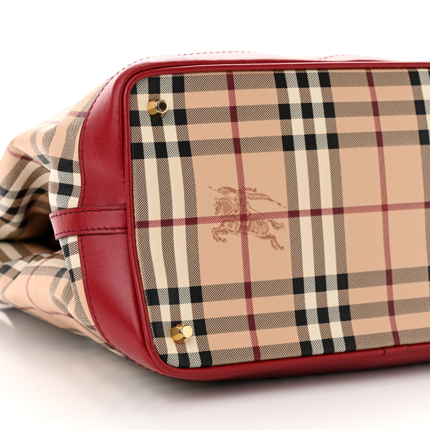 Burberry Haymarket Check Medium Golderton Tote Military Red 9 of 12