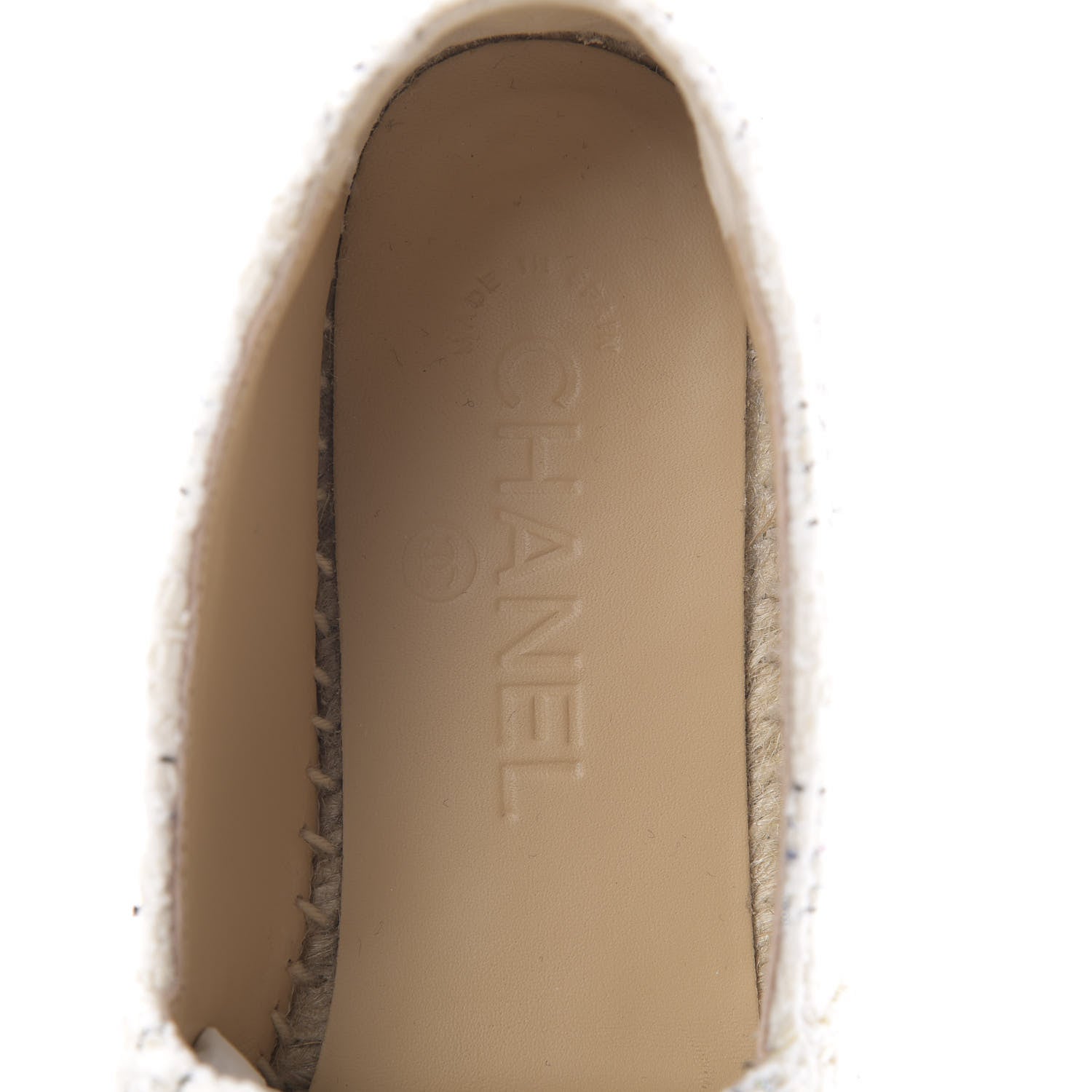 Chanel Tweed CC Espadrilles 37 Ecru White Blue Black 9 of 10