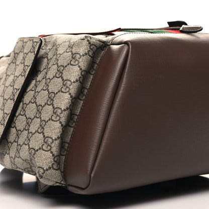 Gucci GG Supreme Monogram Medium Ophidia Double Buckle Backpack Beige Ebony Neon Orange 9 of 10