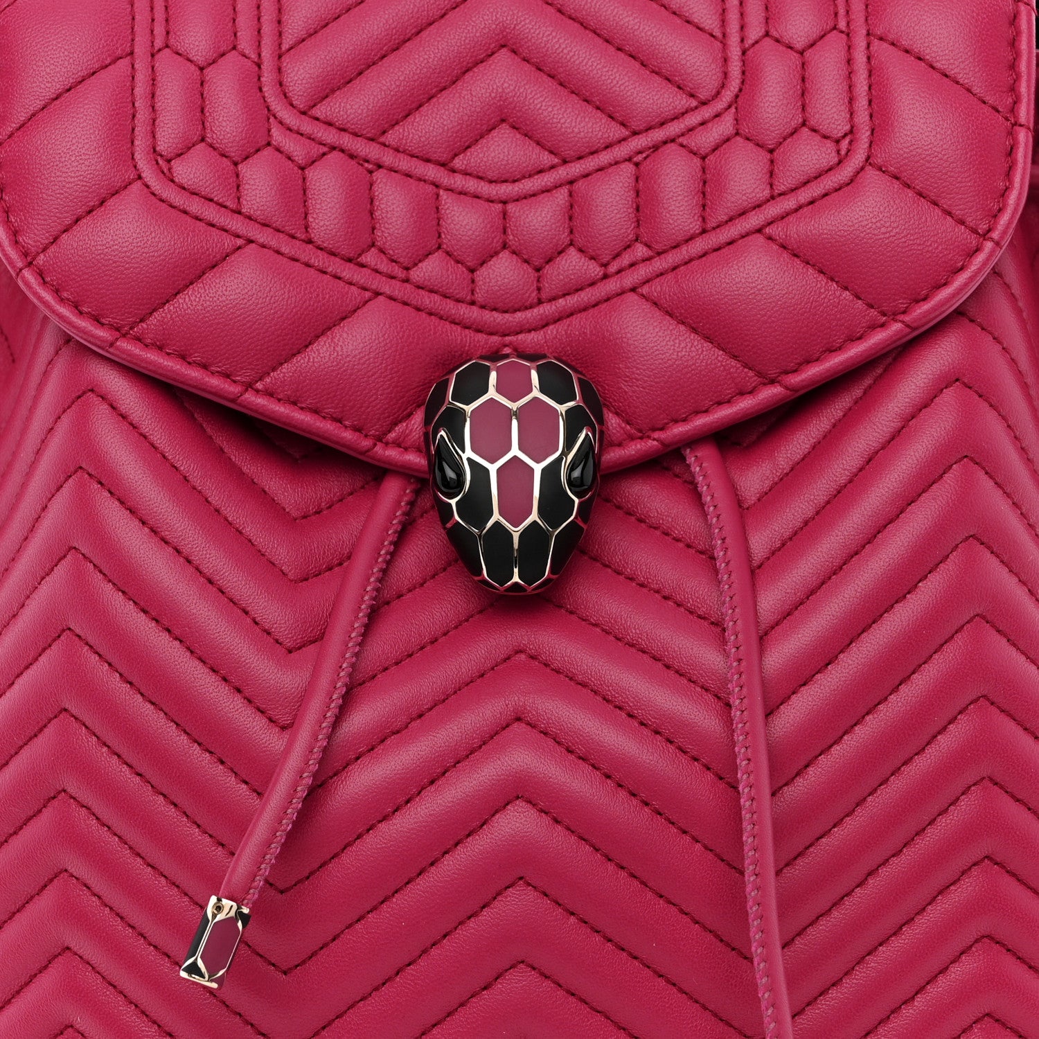 Bulgari Calfskin Quilted Serpenti Forever Backpack Plum 8 of 10