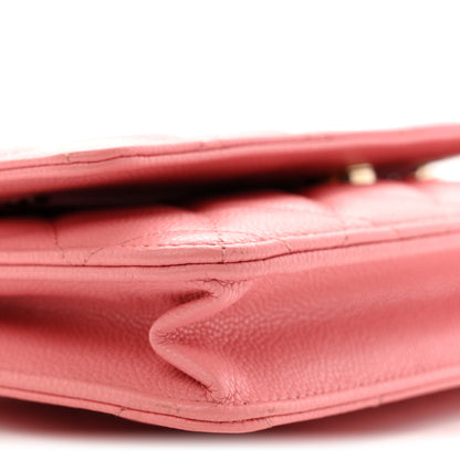 Chanel Caviar Quilted Wallet on Chain WOC Pink 9 of 10