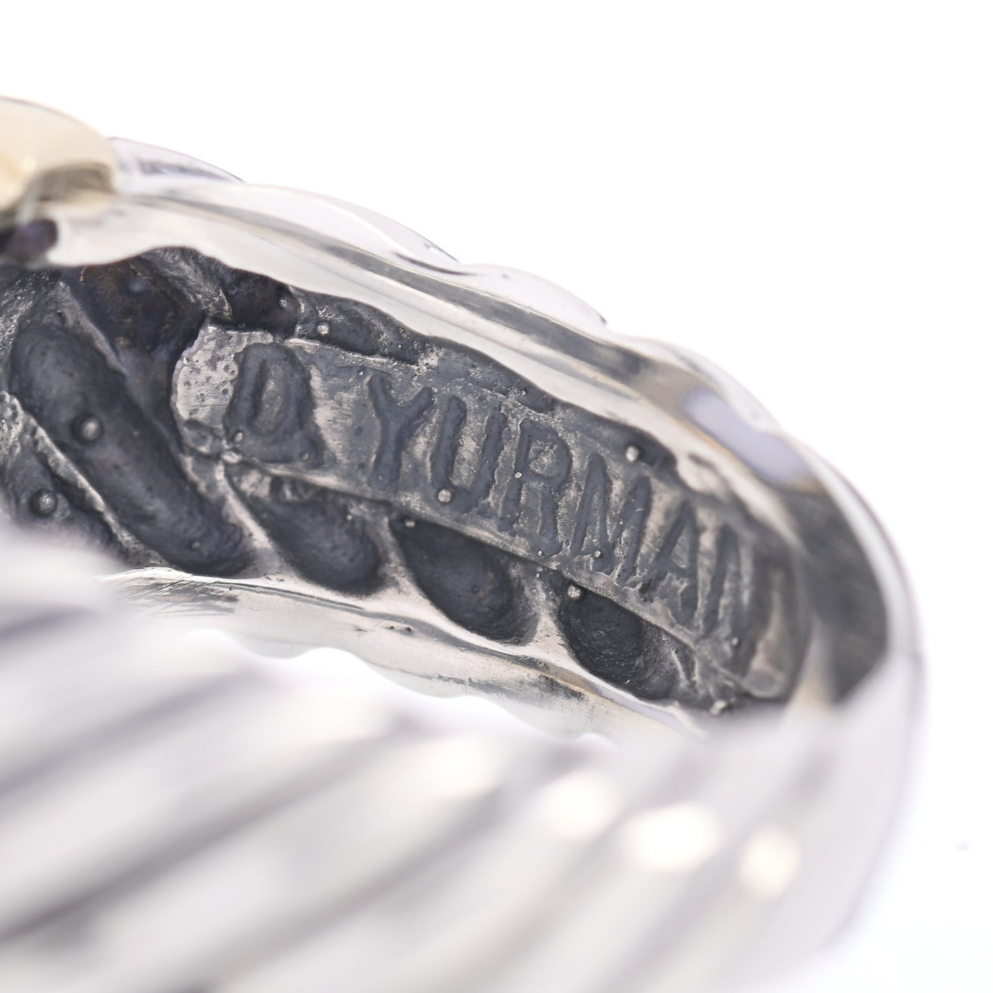 Sterling Silver 14K Yellow Gold Chalcedony 14mm Noblesse Ring 52 6