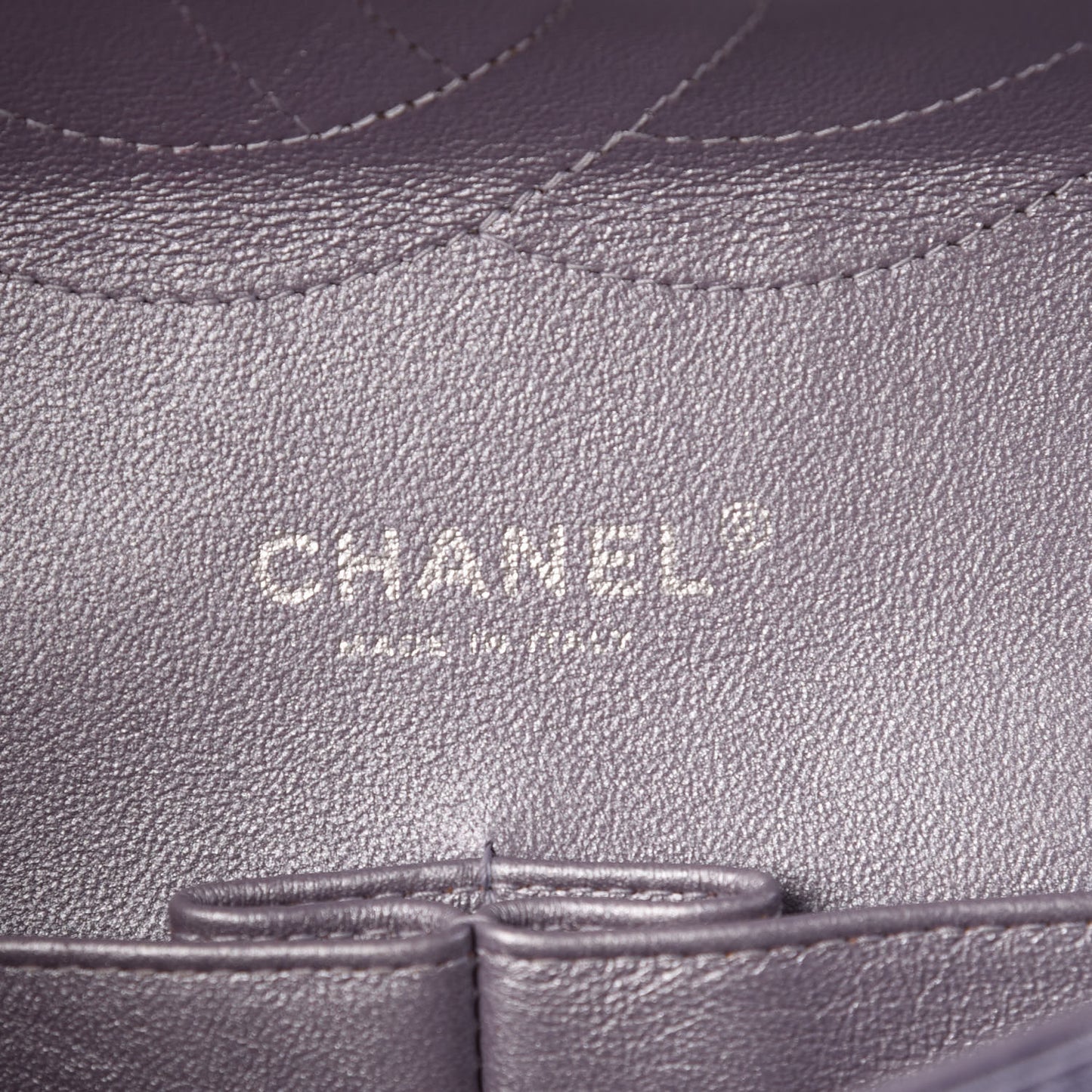 Metallic Lambskin Quilted Jumbo Double Flap Light Purple