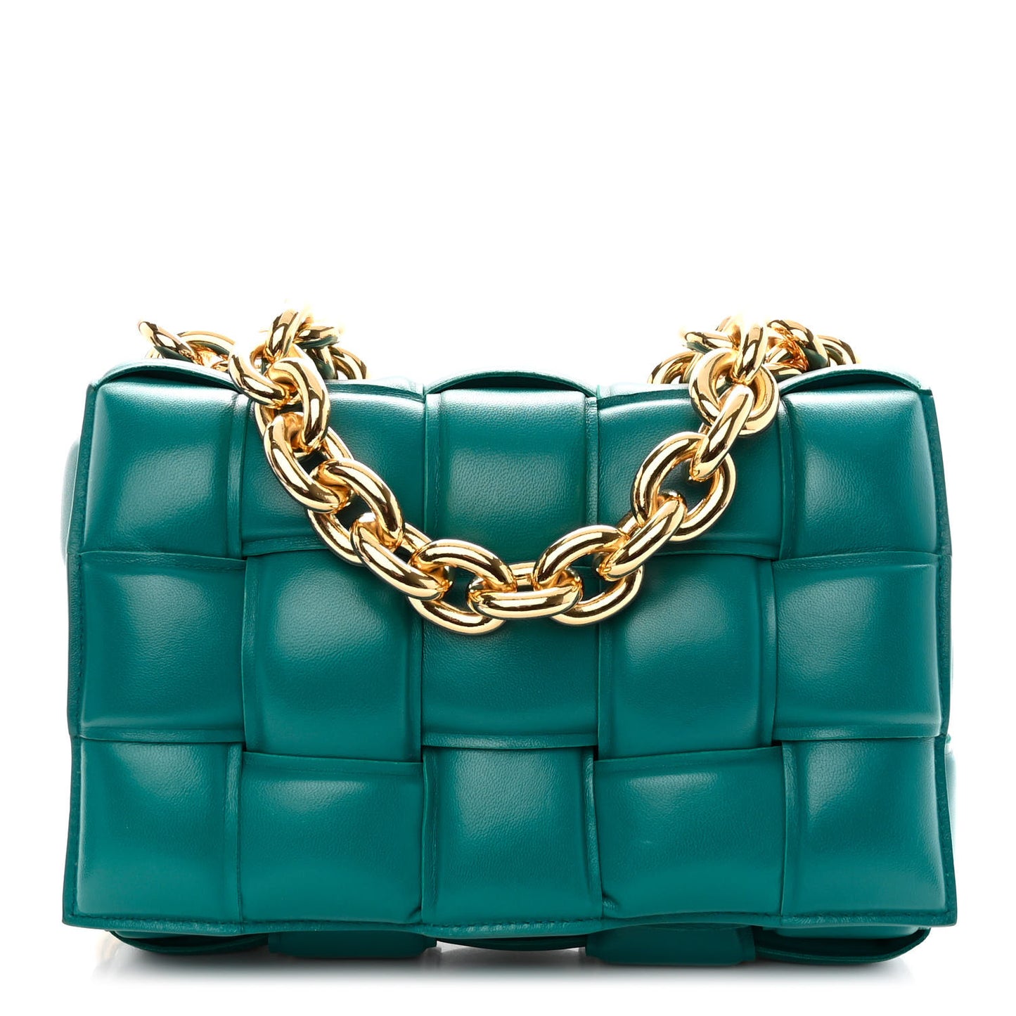 Lambskin Maxi Intreccio Padded Chain Cassette Crossbody Bag Mallard