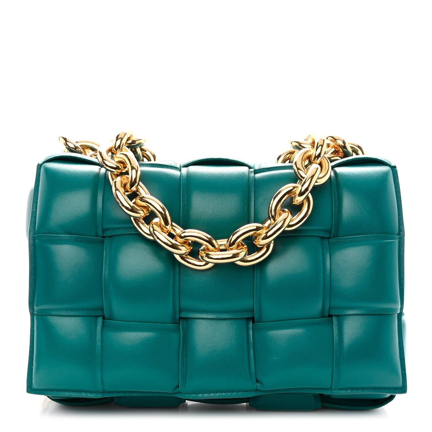 Bottega Veneta Lambskin Maxi Intreccio Padded Chain Cassette Crossbody Bag Mallard 1 of 10