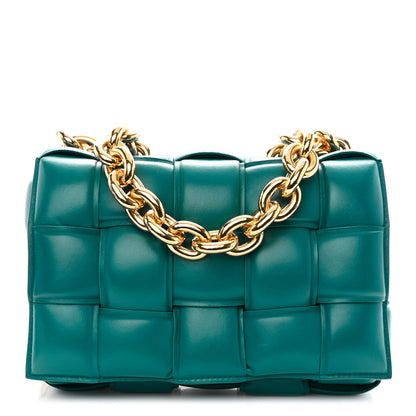 Bottega Veneta Lambskin Maxi Intreccio Padded Chain Cassette Crossbody Bag Mallard 1 of 10