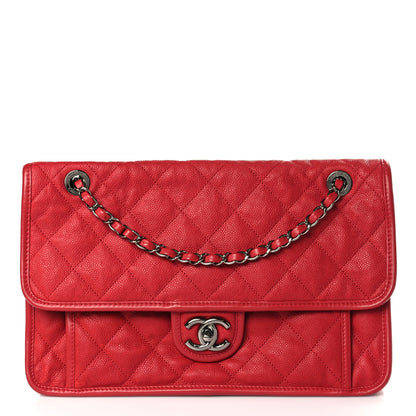 Chanel Caviar Quilted Large French Riviera Flap Red 1 of 10