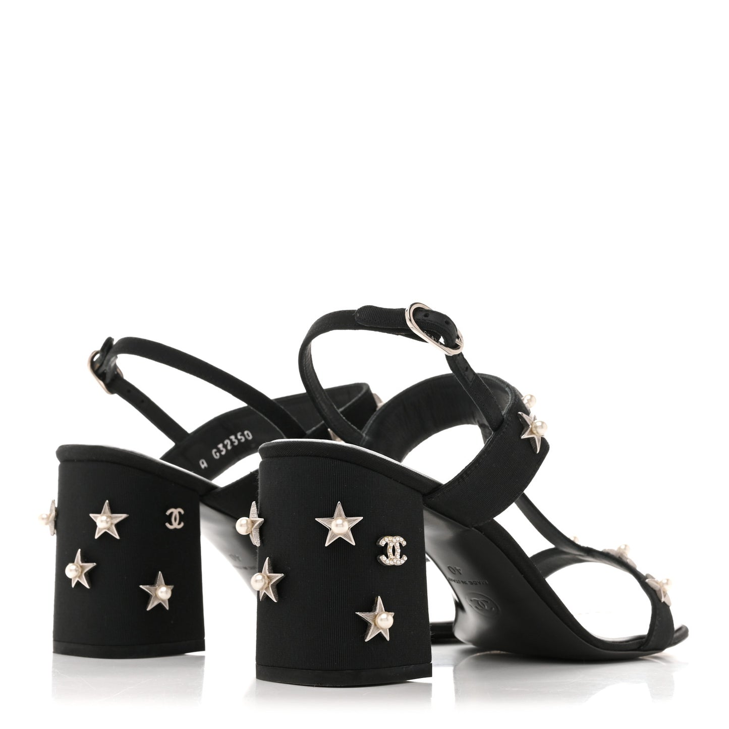 Grosgrain Pearl Stars Sandals 40 Black