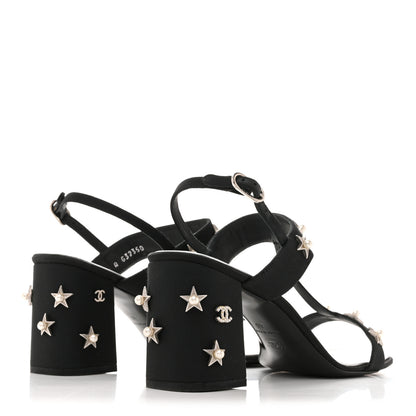 Chanel Grosgrain Pearl Stars Sandals 40 Black 5 of 10