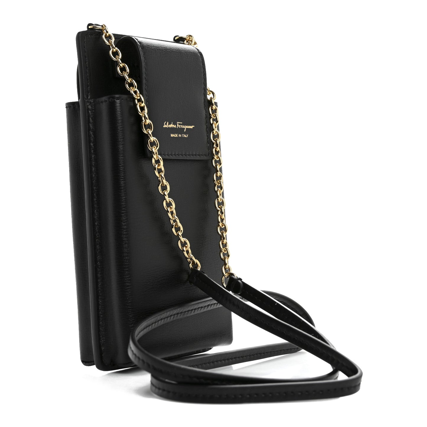 Calfskin Vara Bow Phone Holder Black
