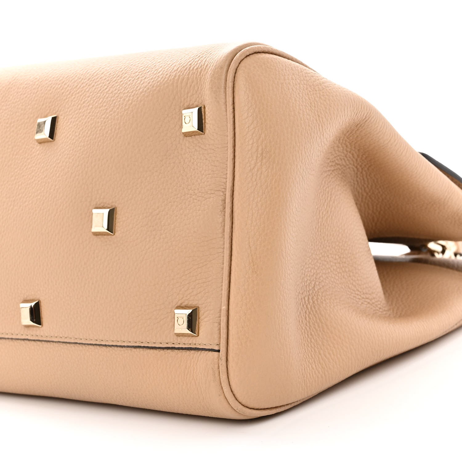 Salvatore Ferragamo Calfskin The Studio Bag Almond 9 of 12