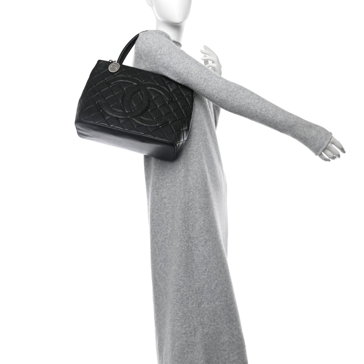 Caviar Quilted Medallion Tote Black