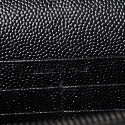 Saint Laurent Grain De Poudre Matelasse Chevron Monogram Chain Wallet Black 6 of 8