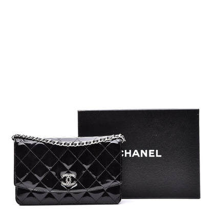 Chanel Patent Quilted Brilliant Wallet On Chain WOC Black 9 of 9