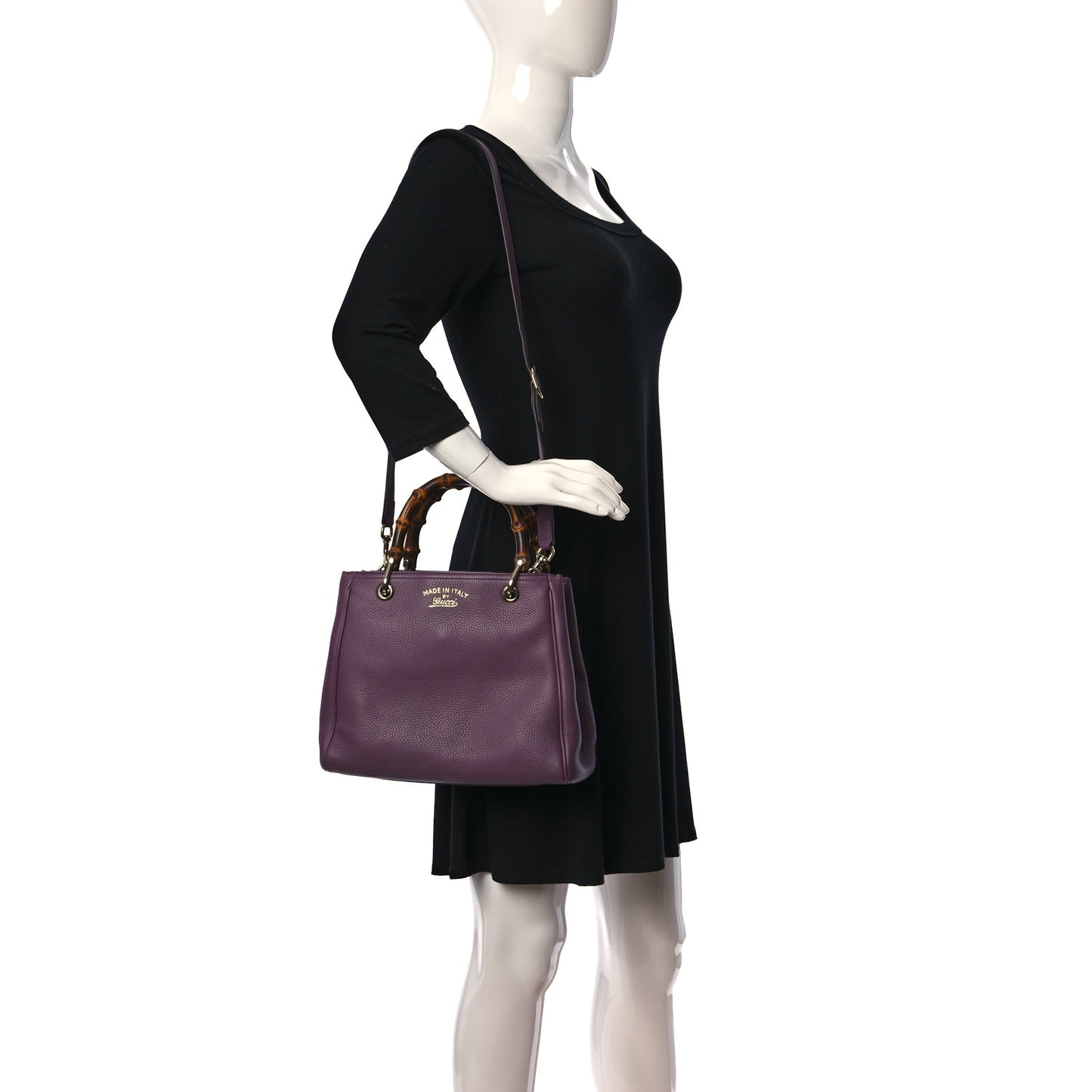 Calfskin Small Bamboo Shopper Tote Burgundy