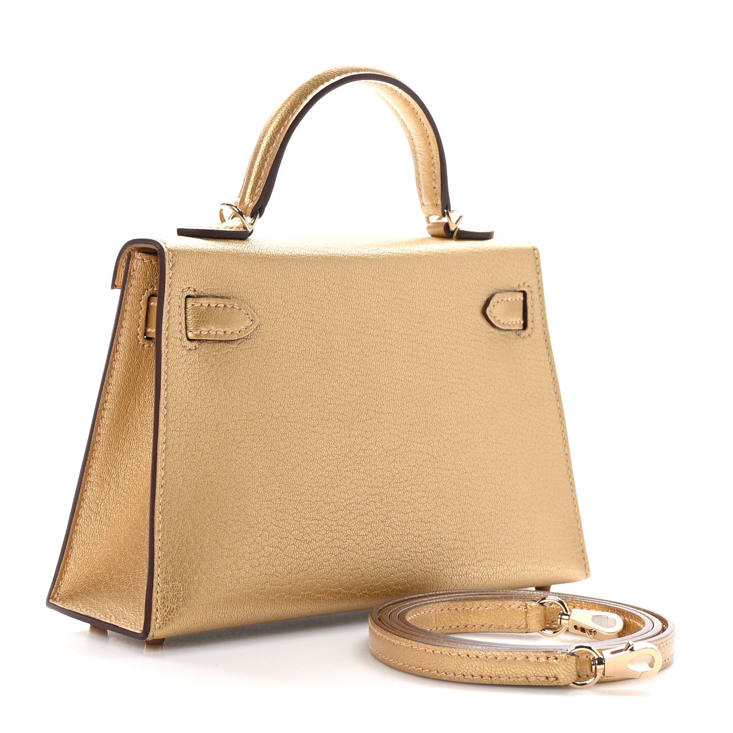 Metallic Chevre Chamkilight Mini Kelly Sellier 20 Dore