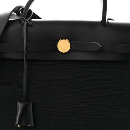 Hermes Military Toile Vache Hunter Herbag Zip Retourne 31 PM Black 9 of 11