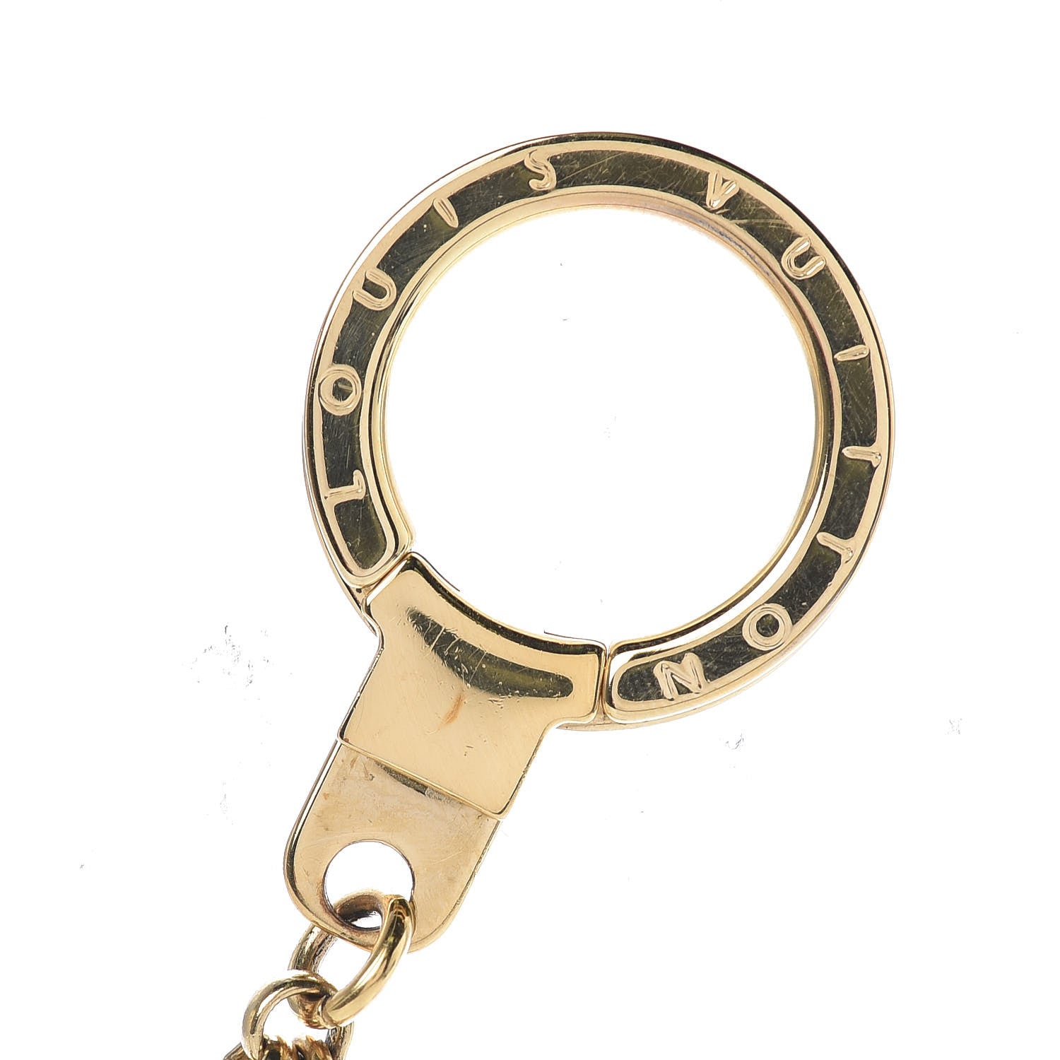 Louis Vuitton Brass Enamel Fleur De Monogram Bag Charm Chain Gold 4 of 6