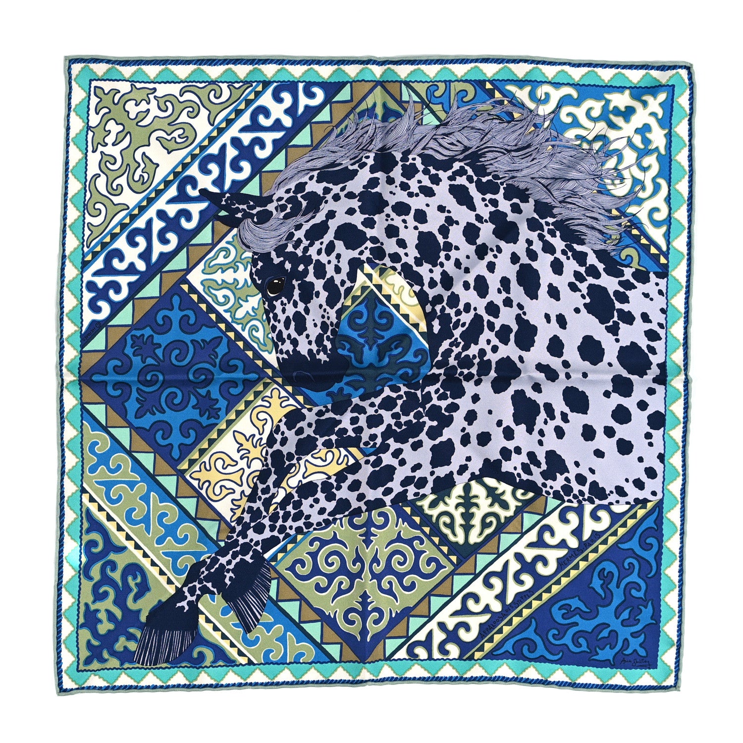 Hermes Silk Appaloosa Des Steppes Pocket Square 1 of 4