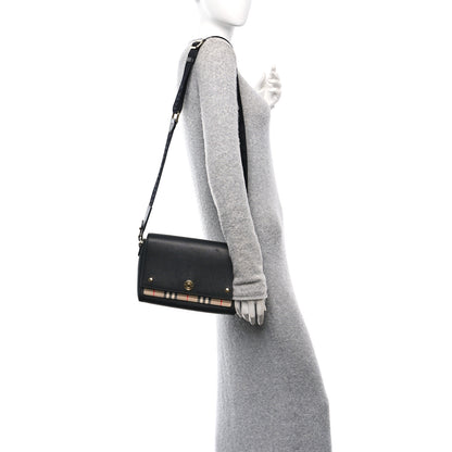 Burberry Grainy Calfskin Vintage Check Note Crossbody Bag Black 2 of 9