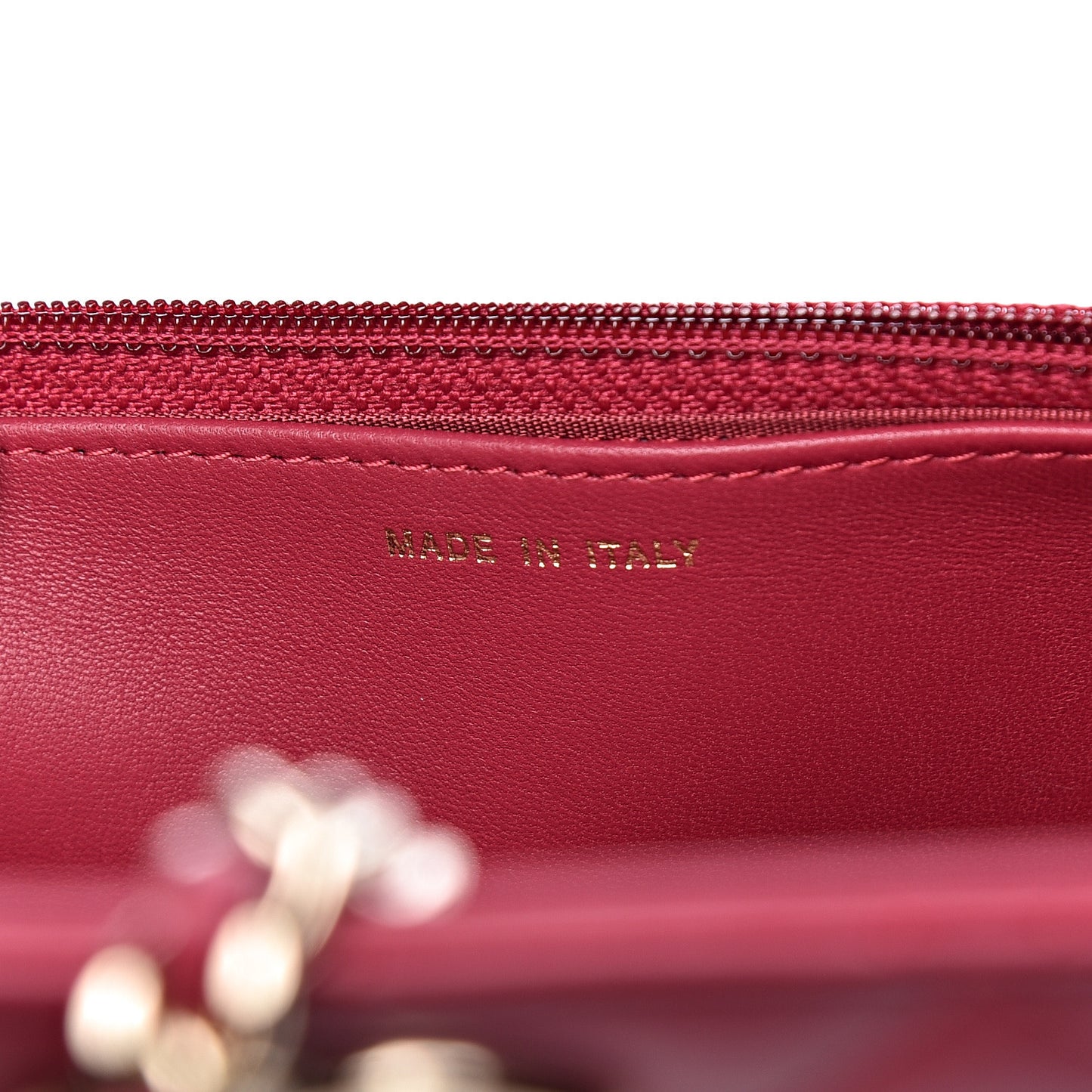 Lambskin Quilted Trendy CC Wallet On Chain WOC Dark Pink