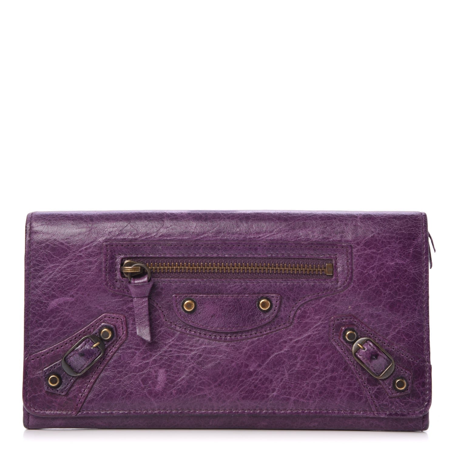 Balenciaga Agneau Classic Hardware Money Wallet Raisin 1 of 13