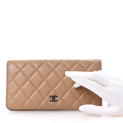 Chanel Caviar Quilted Yen Wallet Dark Beige 2 of 9