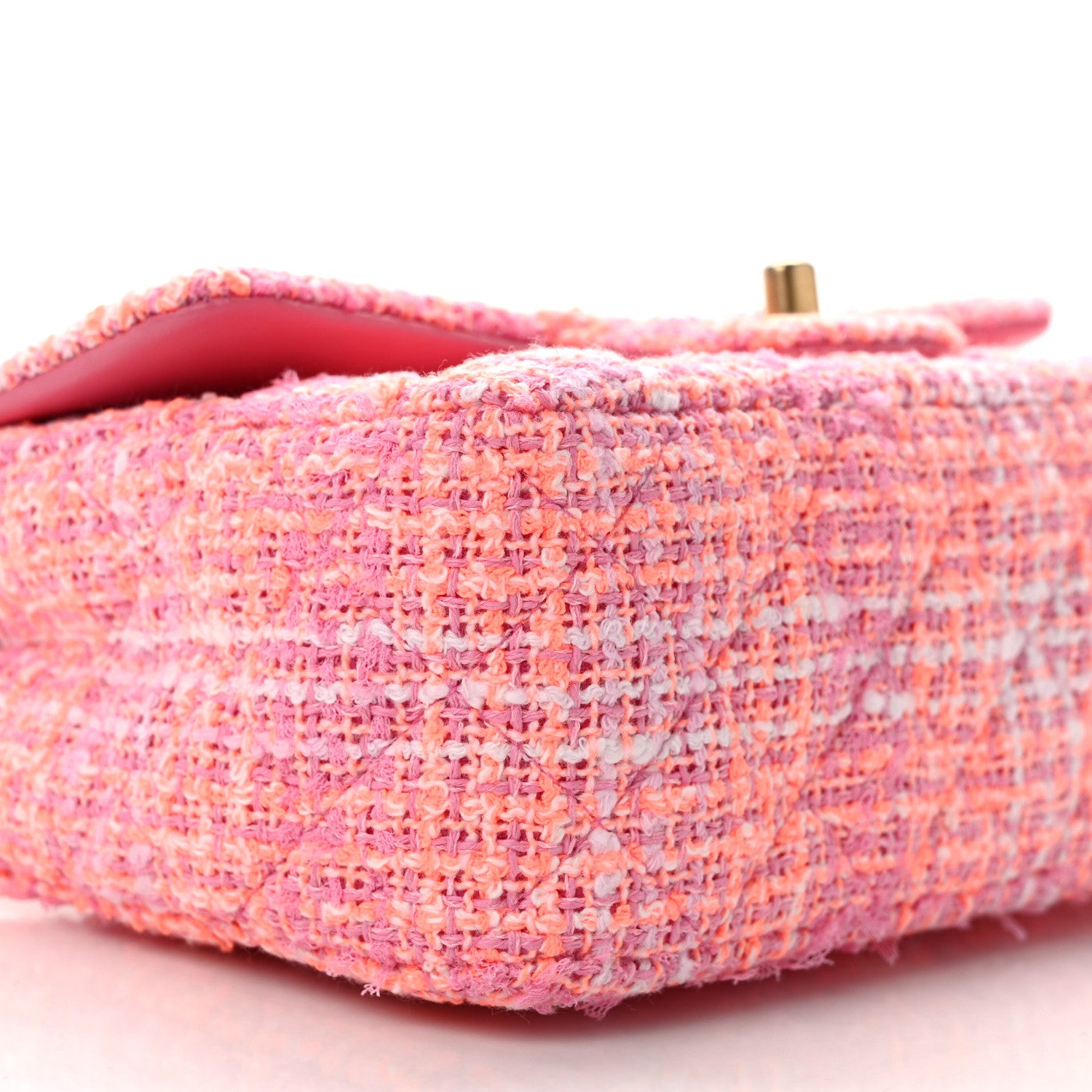 Chanel Tweed Quilted Mini Rectangular Flap Pink Orange White 8 of 10