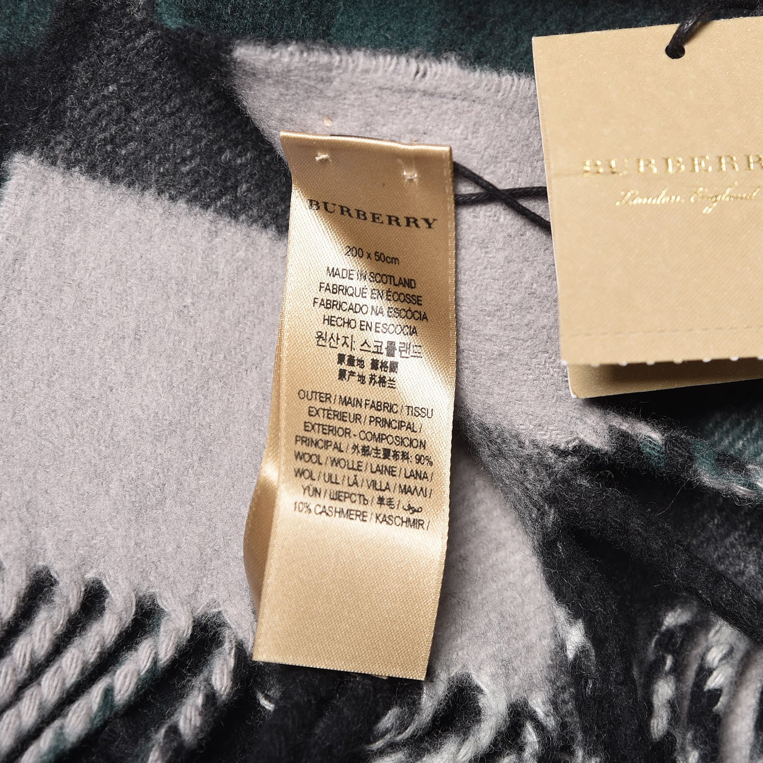 Burberry Wool Cashmere Oversized Reversible Check Duffle Scarf Black 4 of 5