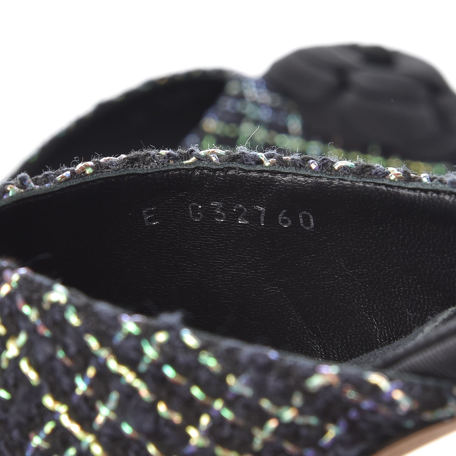 Chanel Tweed Grosgrain Camellia CC Flat Mules 40 Black Green 7 of 10