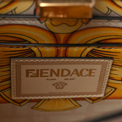 Fendi X VERSACE Vitello Seta Nappa Fendace FF Baroque Small Peekaboo I SEE U Satchel Rosa Confetto White Gold 7 of 10