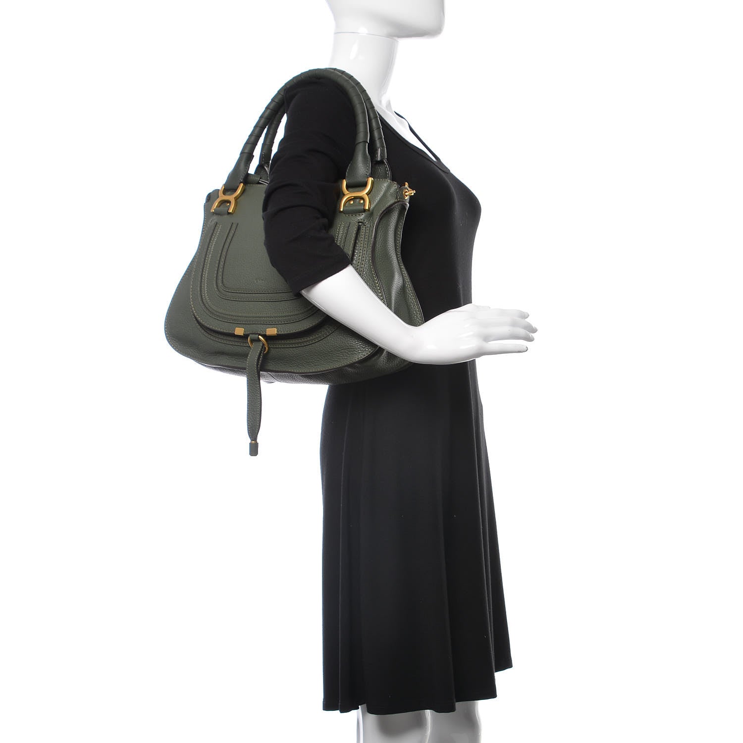 Chloe Calfskin Medium Marcie Satchel Midnight Green 3 of 11