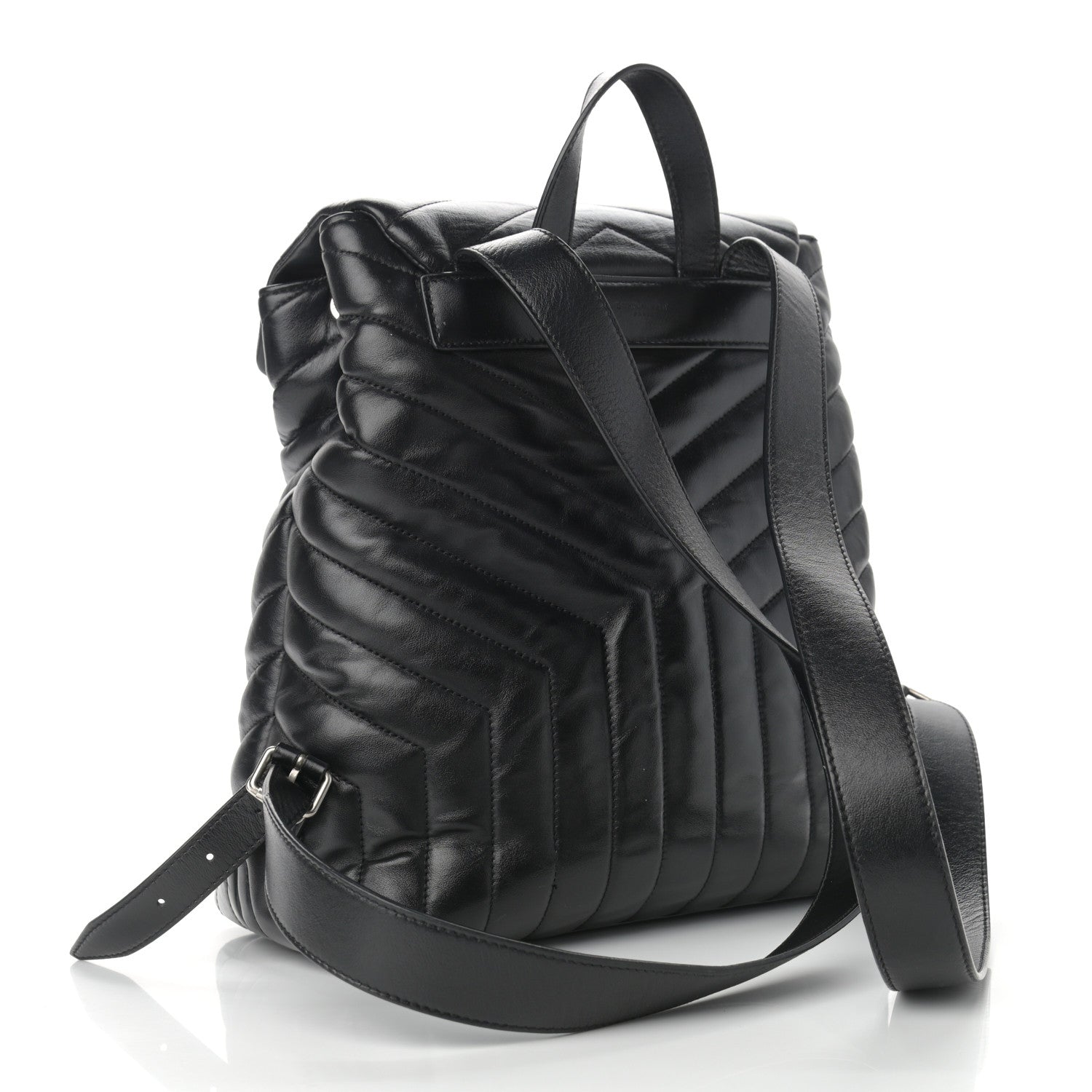 Saint Laurent Calfskin Y Quilted Monogram Medium Loulou Backpack Black 3 of 10