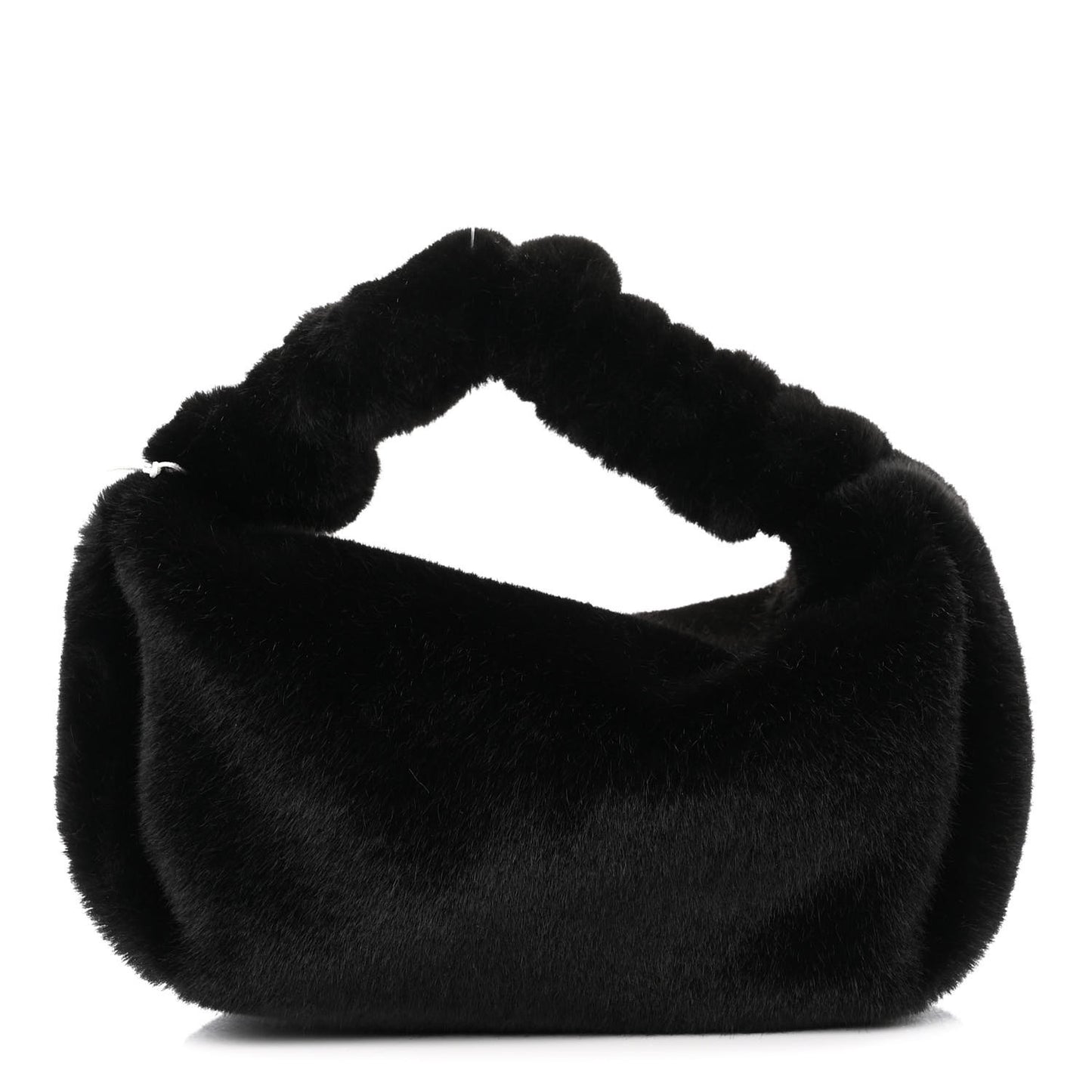 Faux Fur Small Scrunchie Bag Black