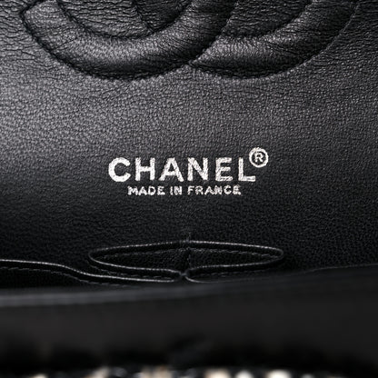 Chanel Tweed Quilted Medium Double Flap Black Multicolor 7 of 14