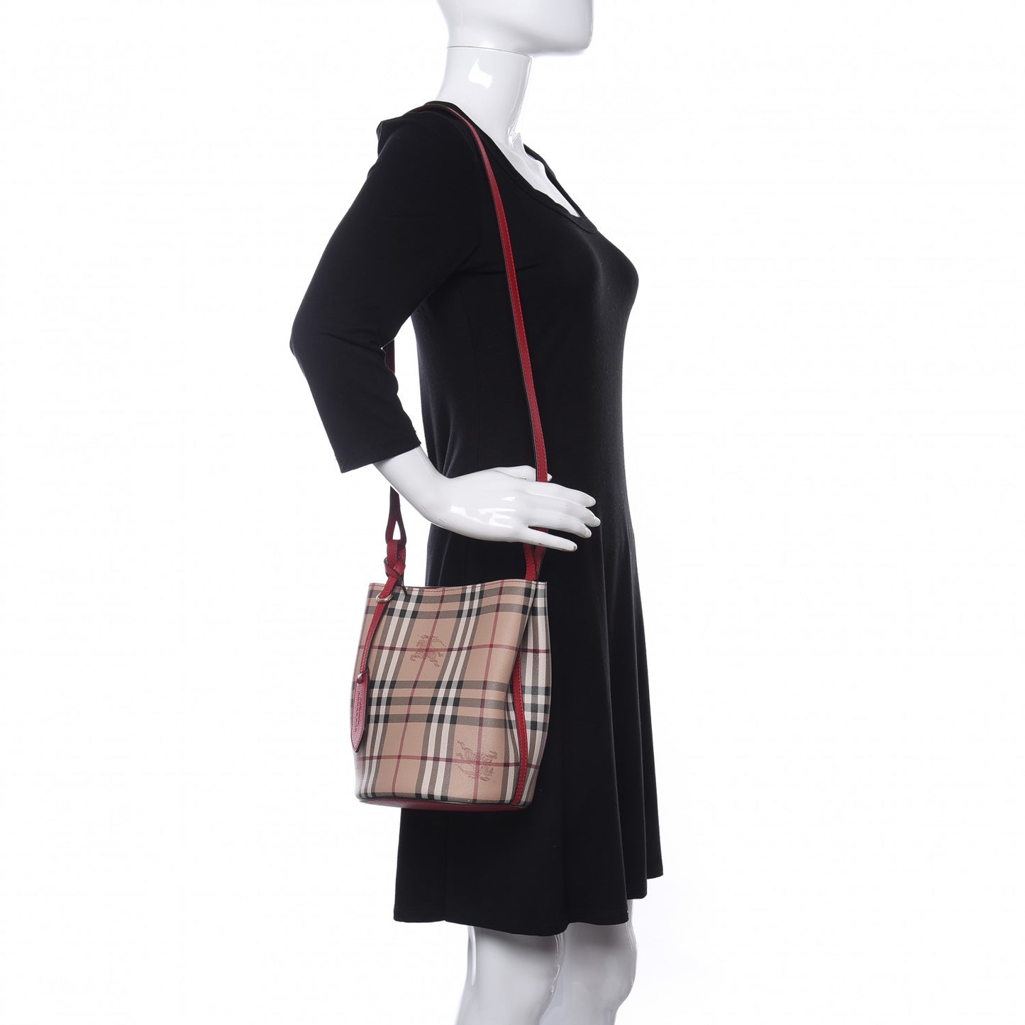 Haymarket Check Colours Small Lorne Bucket Crossbody Poppy Red