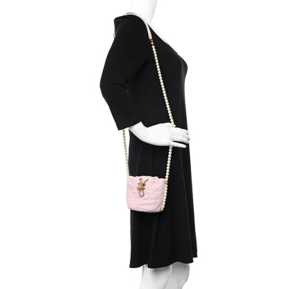 Chanel Calfskin Quilted Pearl Mini About Pearls Drawstring Bucket Light Pink 2 of 10