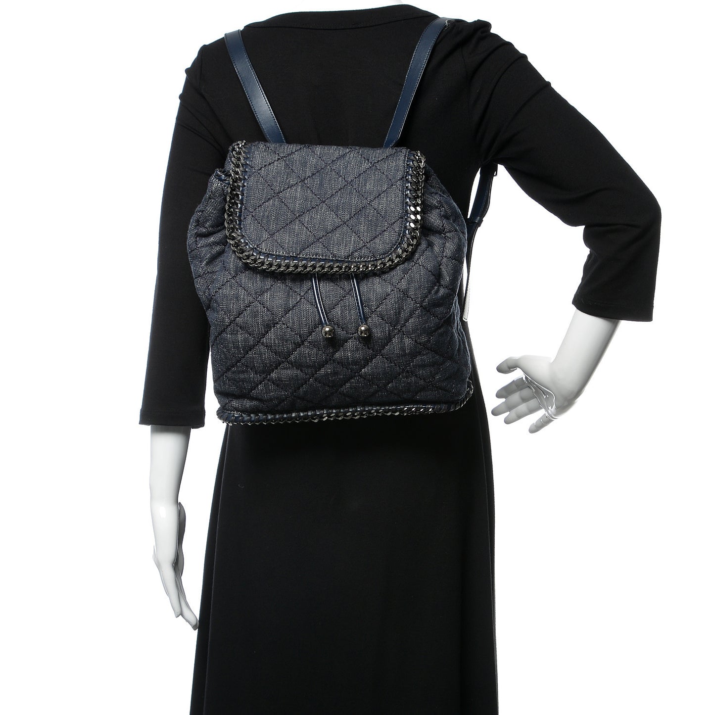 Denim Quilted Falabella Backpack Blue
