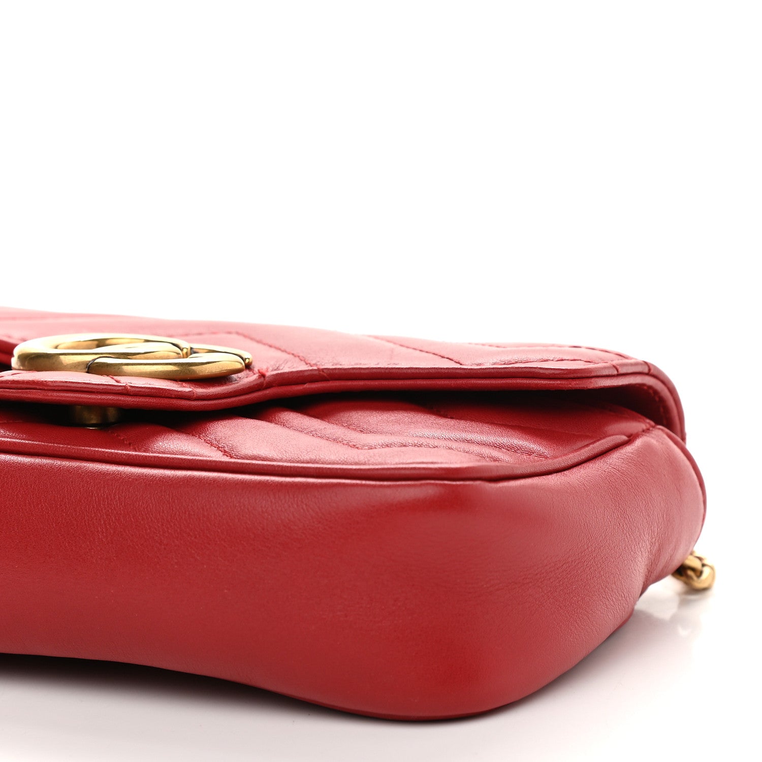 Gucci Calfskin Matelasse Super Mini GG Marmont Shoulder Bag Hibiscus Red 9 of 9