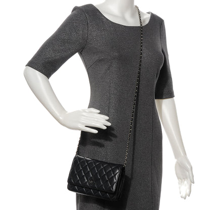 Chanel Lambskin Quilted Wallet On Chain WOC Black 2 of 8