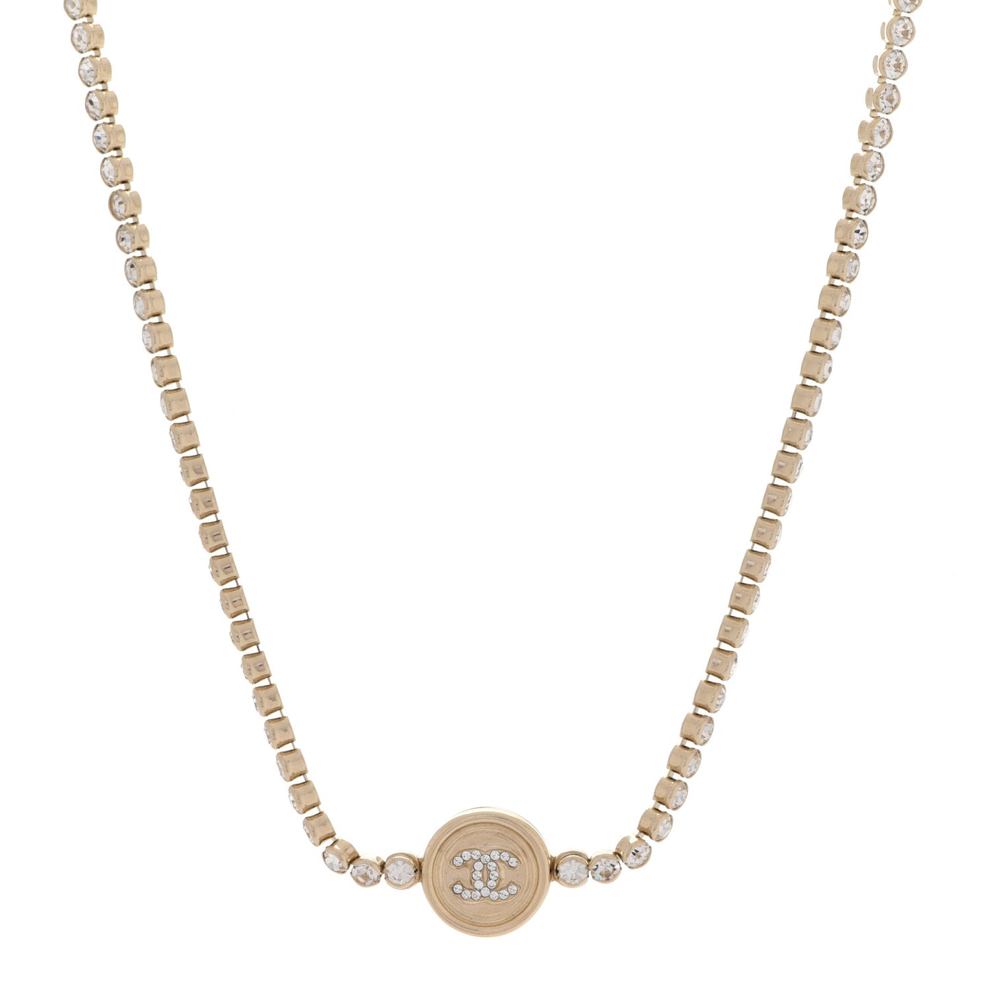Crystal CC Chain Short Necklace Gold